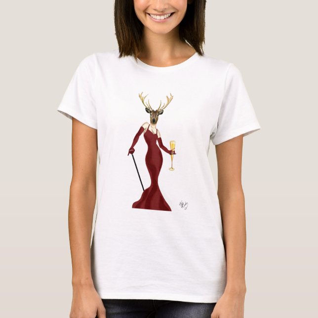 Glamor Hjort i Marsala T Shirt (Framsida)