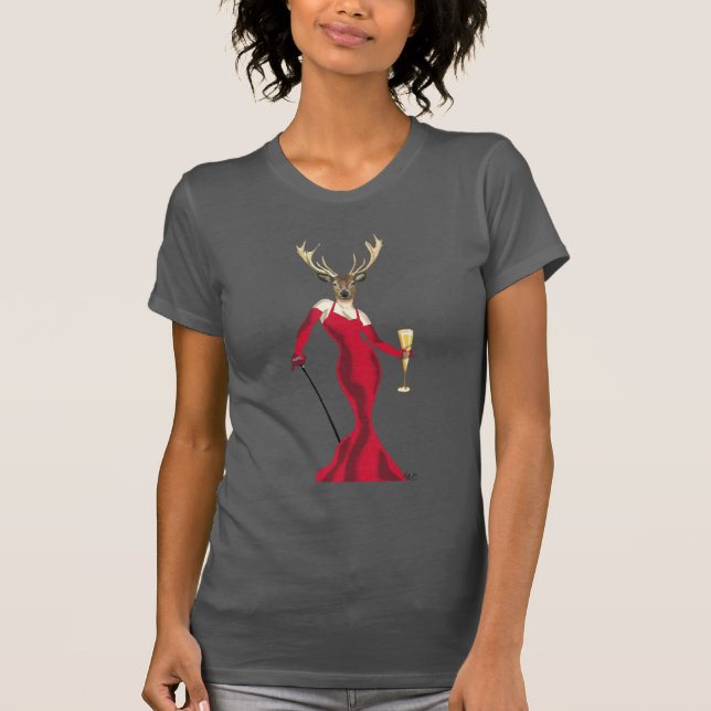 Glamor-Hjort i rött Tee Shirt (Framsida)