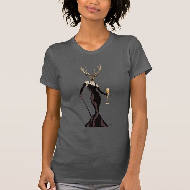 Glamor-Hjort i svart 3 Tee (Framsida)