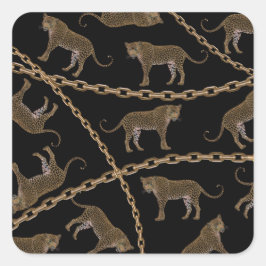 Glamor leopard cheetah fyrkantigt klistermärke