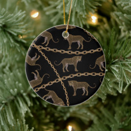 Glamor leopard cheetah julgransprydnad keramik