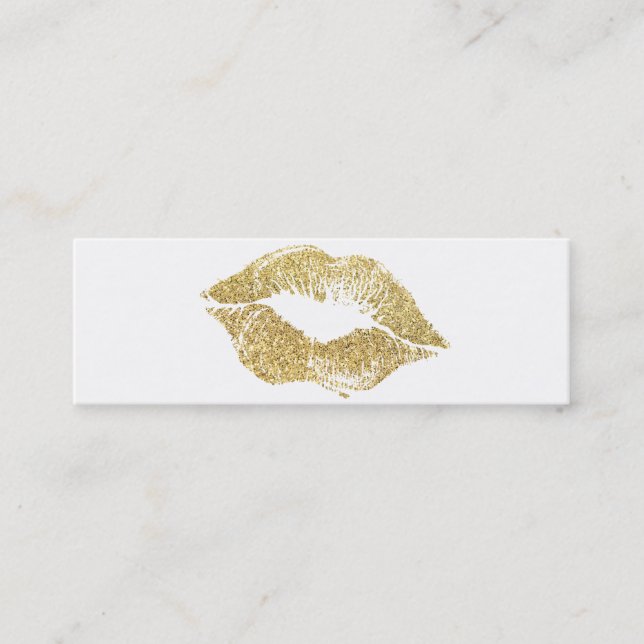 Glamor Lipstick Kiss Guld Glitter Mini Visitkort (Framsida)