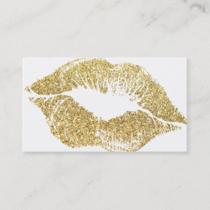Glamor Lipstick Kiss Guld Glitter Visitkort