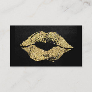Glamor Lipstick Kiss Guld Glitter Visitkort