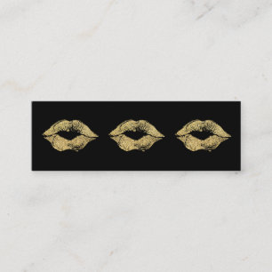 Glamor Lipstick Kisses Guld Glitter Mini Visitkort