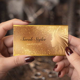 Glamör Makeup Artist Hårstylist Guld Glitter Stjär Visitkort