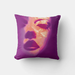 Glamor målad lila mode ansikte Pillow Kudde