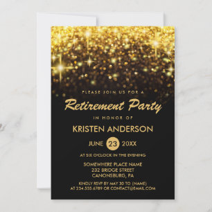 Glamor-miniatyrdiagram pension Party Guld Glitter Inbjudningar