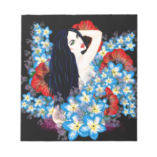 Glamor Model i Poppy-sängen, ART by LeahG Anteckningsblock