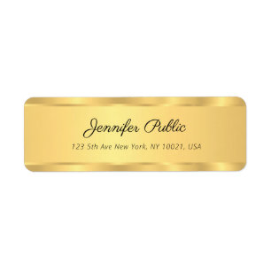 Glamor Modern Template Black Guld Returadress Etikett