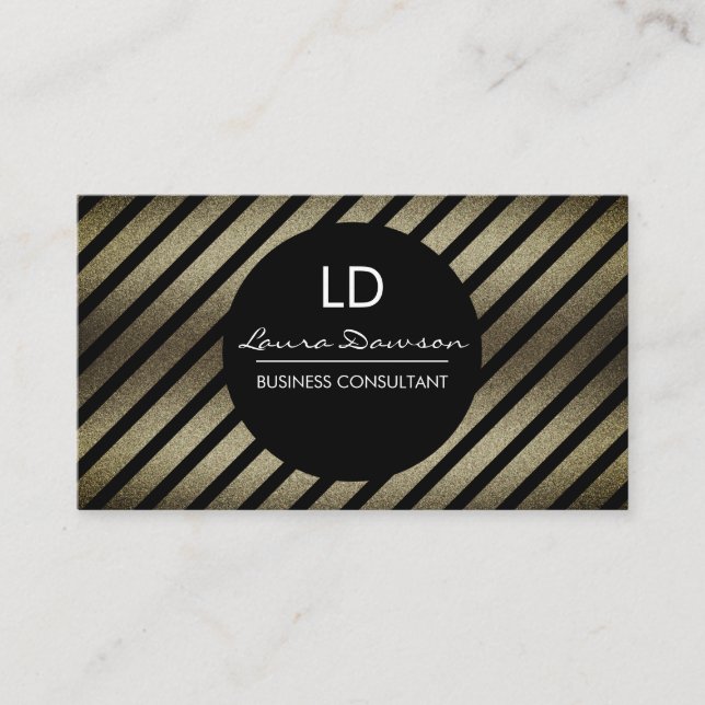 Glamor Monogram Circle och Rand Visitkort (Framsida)