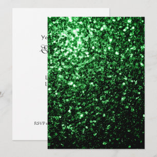 Glamor Mörk grönt glitter-miniatyrbilder anpassa Inbjudningar