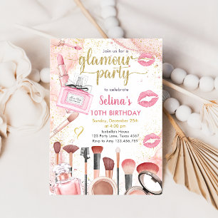 Glamor Party Glitz Glam Spa Girl Makeup Birthday Inbjudningar