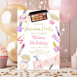 Glamor Party Rosa Guld Spa Birthday Inbjudningar