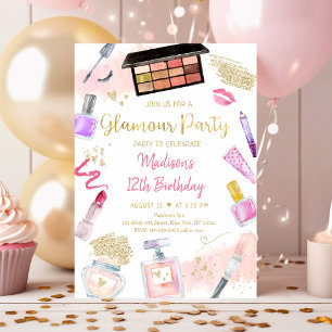Glamor Party Rosa Guld Spa Birthday Inbjudningar