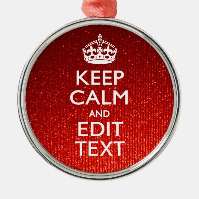 Glamor Red Festive Personlig Behålla Lugn Julgransprydnad Metall (Framsidan)