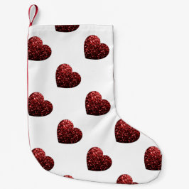 Glamor Red Glitter sparkles Heart mönster Liten Julstrumpa