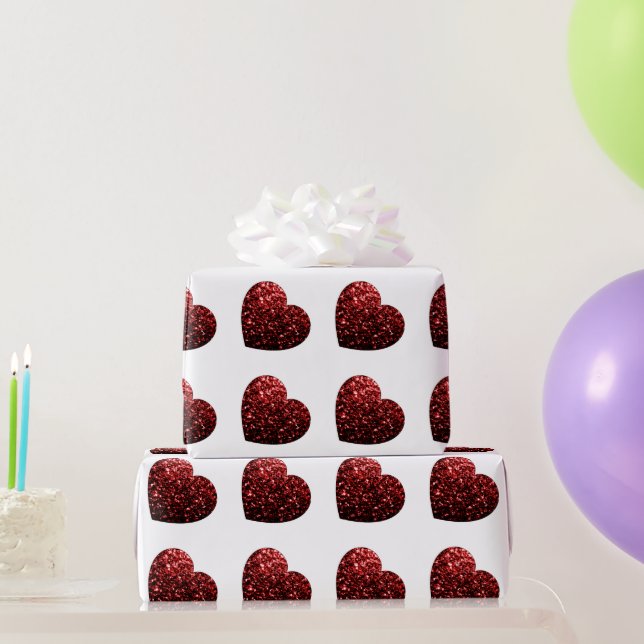 Glamor Red Glitter sparkles Heart mönster Presentpapper (Festgåvor)