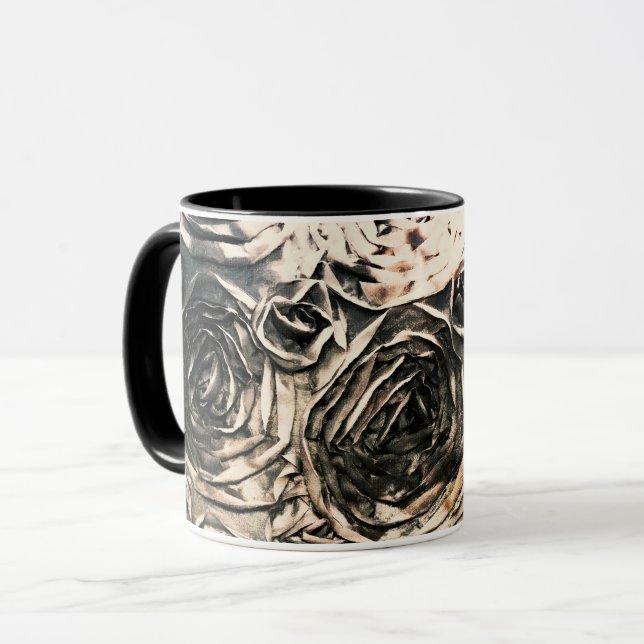 Glamor Ro Guld Bronze Rustic Blommigt Glam Mugg (Framsida vänster)