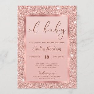 Glamor ro guld glitter-kolvar, babydusch inbjudningar