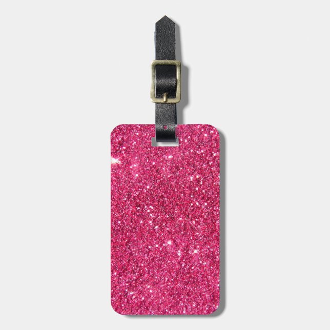 Glamor Shock rosa Glitter Bagagebricka (Vertikal Framsida)