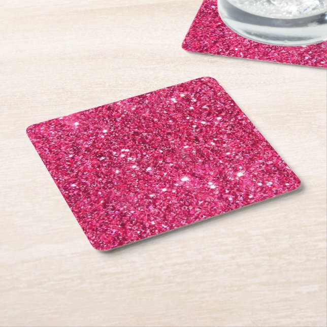 Glamor Shock rosa Glitter Underlägg Papper Kvadrat (Vinklad)
