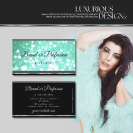 Glamor Teal Glitter Black Silver Gräns Elegant Visitkort