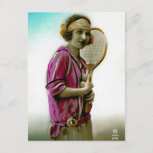 Glamor Tennis Flapper 1920's Vintage Vykort