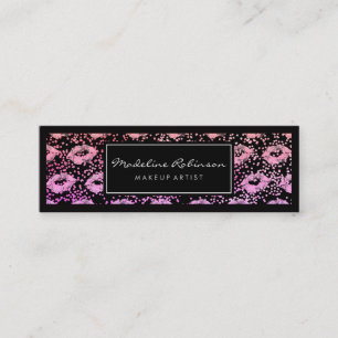 Glamor Vibrant Glitter Kisses Specks Black Gräns Mini Visitkort