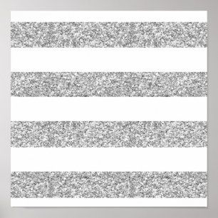 Glamor White Rand med Silver Glitter tryckt Poster