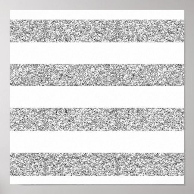 Glamor White Rand med Silver Glitter tryckt Poster (Framsidan)