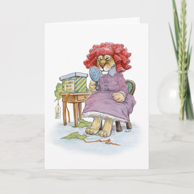 Glamor Wig Lioness Grattis på födelsedagen-kort Kort (Framsida)