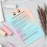 Glamora EYELASH EXTENSION CONSENT FORM Reklamblad<br><div class="desc">Eyelash Extensions-formulär för godkännande är perfekt för ditt Lash Extension-företag. Den här moderna och sofistikerade blanketten för samtycke innehåller en glamorös, minimalistisk illustration av kvinnans ögonfransar med rosegold ögonblad, en titel och ett block där du kan lägga in alla dina informerade uppgifter om samtycke på en lyxig holografisk regnbåge. Behöver...</div>