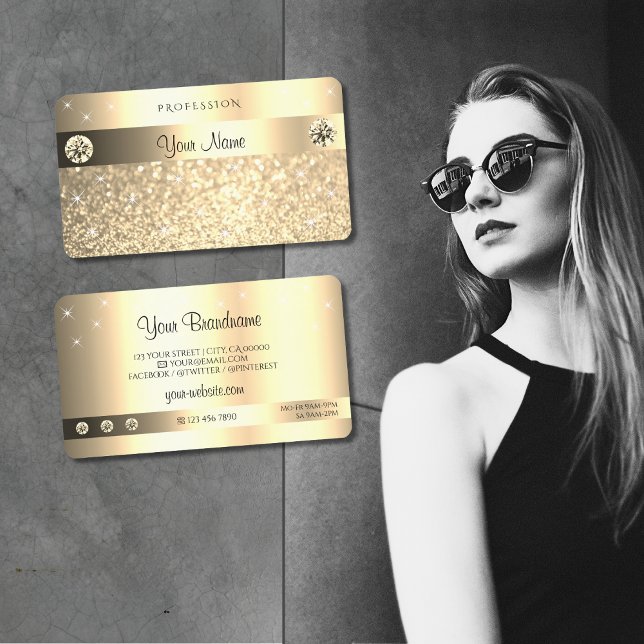 Glamora Golden Glitter mousserande stjärnor Diamon Visitkort (Skapare uppladdad)