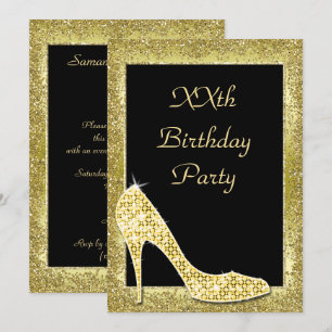 Glamora Golds & Diamond Shoe Birthday Inbjudningar