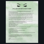 Glamora Grönt EYELASH EXTENSION CONSENT FORM<br><div class="desc">Eyelash Extensions-formulär för godkännande är perfekt för ditt Lash Extension-företag. Den här moderna och sofistikerade blanketten för samtycke innehåller en glamorös, minimalistisk illustration av en kvinnas ögonfransar, en titel och ett block där du kan infoga alla dina informerade medgivanden på en lyxbakgrund för vattenfärgsmint grönt. Behöver du hjälp? Skicka e-post...</div>