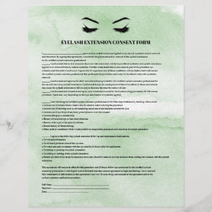 Glamora Grönt EYELASH EXTENSION CONSENT FORM Reklamblad