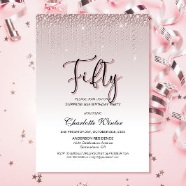 Glamora Rosa Diamonds Surprise 50:e födelsedagen Inbjudningar