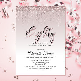 Glamora Rosa Diamonds Surprise 80:e födelsedagen Inbjudningar