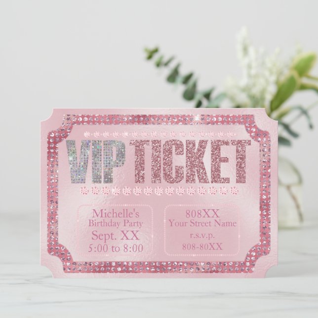 Glamora Rosa Diamonds VIP Biljett-inbjudan Inbjudningar (Stående Fram)