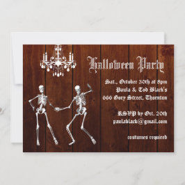 Glamora Skeletons på Wood Halloween-inbjudan Inbjudningar