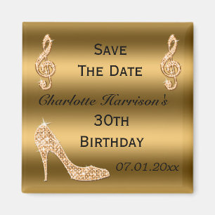 Glamoral 30th Save the Date Guld Stiletto Magnet