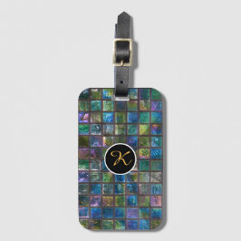 Glamoral Aqua Tiles Anpassningsbar Monogram Bagagebricka