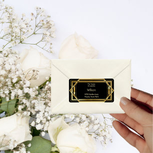 Glamoral Art Deco Guld Black Bröllop Adress Adressetikett