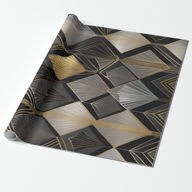 Glamoral Art Deco-inspirerad omslagning av pappra  Presentpapper (Utrullad)