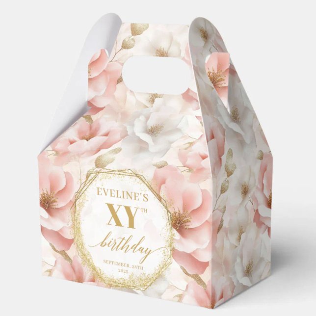 Glamoral Boho Dusty Rosa Rustic Guld Birthday Presentaskar (Glamorous Boho Dusty Pink Rustic Gold Birthday Favor Boxes)