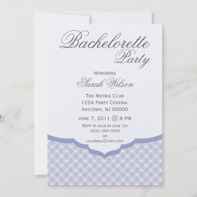 Glamoral Chic Bachelorette Party Inbjudan, Blue Inbjudningar (Framsida)