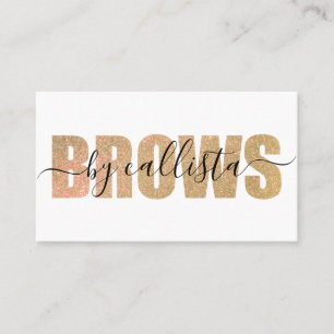Glamoral Chic Guld Glitter Typography Brow Artist Visitkort