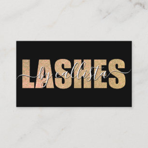 Glamoral Chic Guld Glitter Typography Lash Artist Visitkort