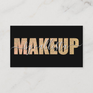 Glamoral Chic Guld Glitter Typography Makeup Visitkort